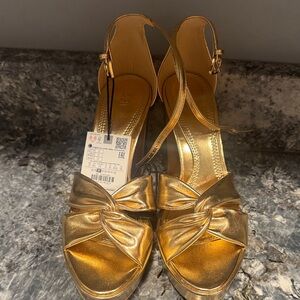 Zara Gold Bow Heels